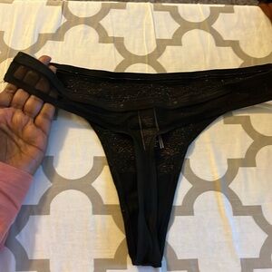 Mesh back Black VS thong - front subtle shimmer